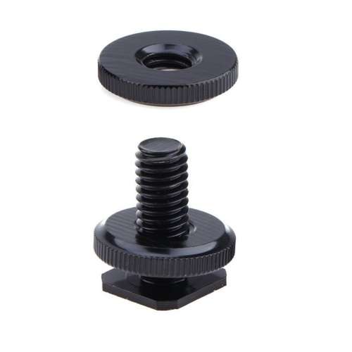 3/8" (3/8 Inch) Dual Nuts Tripod Mount Screw to Flash Camera Hot Shoe Adapter