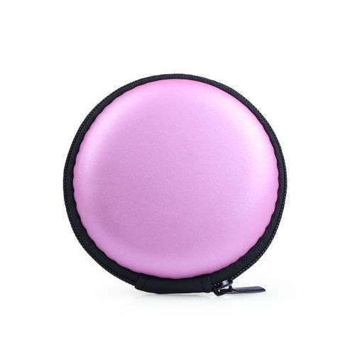 Round Portable Pocket Zipper Storage Bag For Headphone Earphone Earbuds TF SD Card