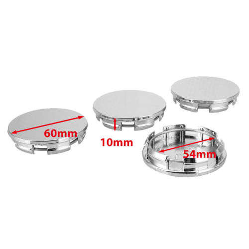 4x Chrome Plastic Wheel centre Cap Bases (without branding / stickers): 60 / 54 mm