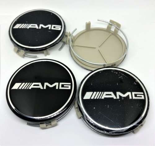 4x 75mm Wheel Centre Cap for Mercedes Benz AMG (Black)
