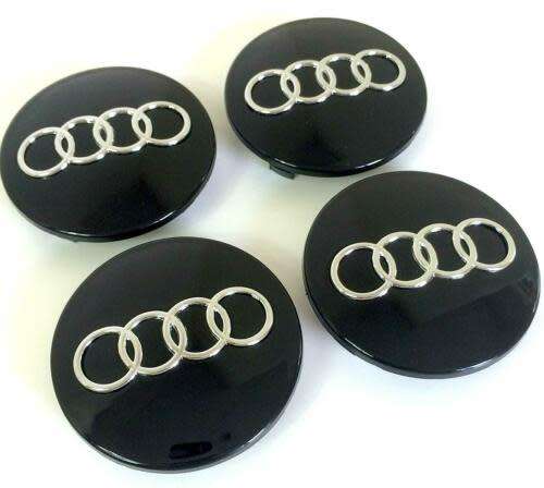 4x Audi WHEEL CENTRE CAP CAPS (60mm/58mm) BLACK