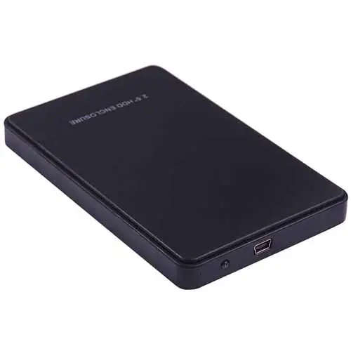 Black USB 2.0 HDD Enclosure SSD Case for 2.5 Inch External SATA Hard Disk Drive for up to 2TB