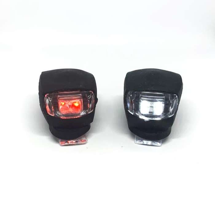 LED SILICONE MOUNTAIN BIKE BICYCLE FRONT & REAR LIGHTS SET