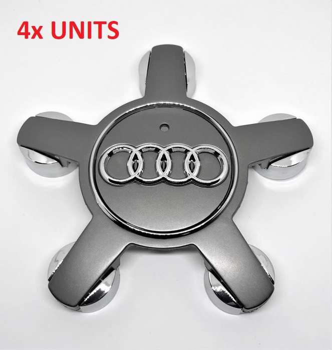 4x WHEEL CENTRE CAPS 135mm / 60mm for AUDI "STAR" GREY