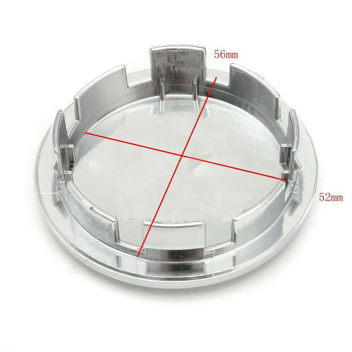 2x Chrome Plastic Wheel centre Cap Bases (without branding / stickers): 65 / 56 mm