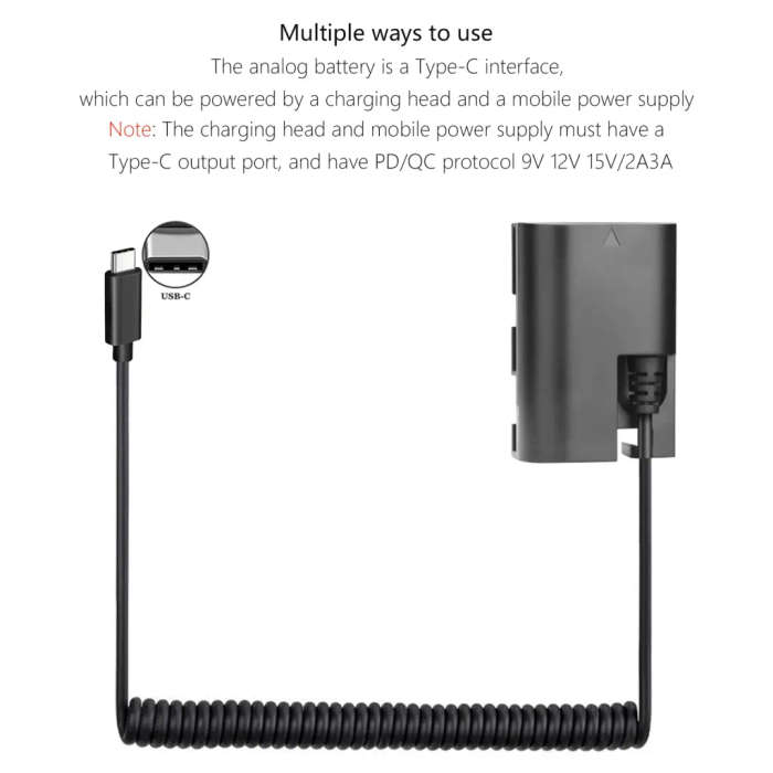 Power Bank LP-E6 TYPE-C Cable DR-E6 ACK-E6 DC Coupler for Canon EOS Cameras