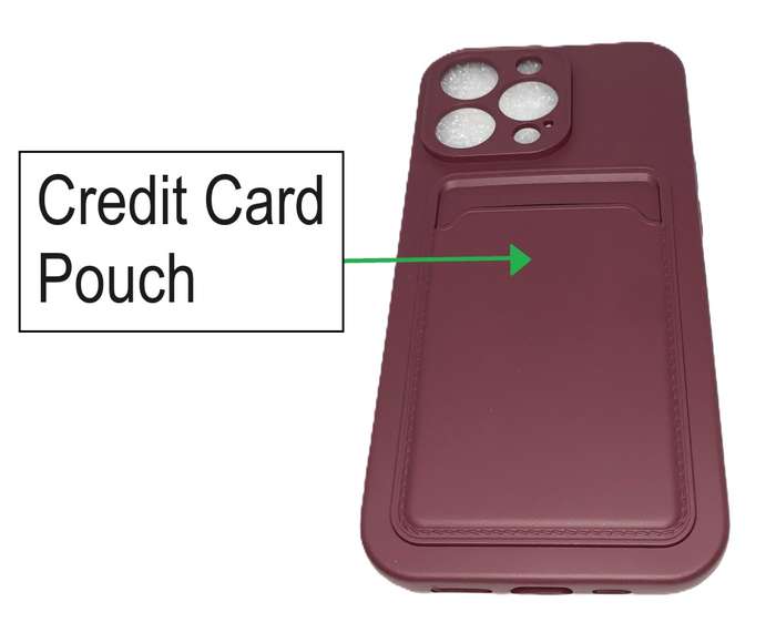 PVC Cover with Credit Card Pouch for iPhone 13Pro (Wine Red)
