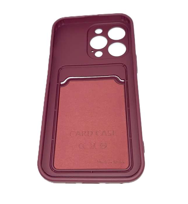 PVC Cover with Credit Card Pouch for iPhone 13Pro (Wine Red)