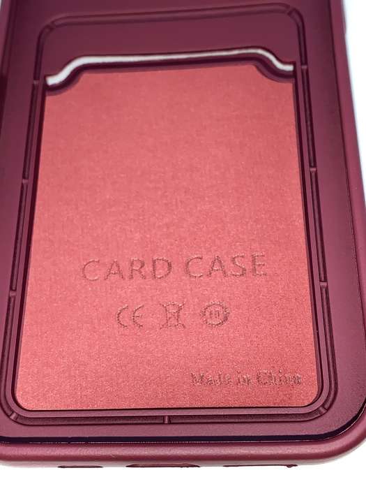 PVC Cover with Credit Card Pouch for iPhone 13Pro (Wine Red)