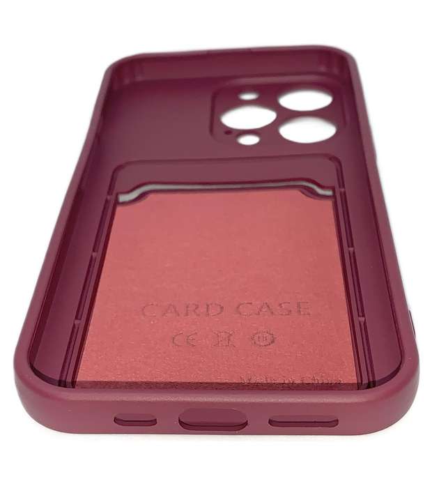 PVC Cover with Credit Card Pouch for iPhone 13Pro (Wine Red)