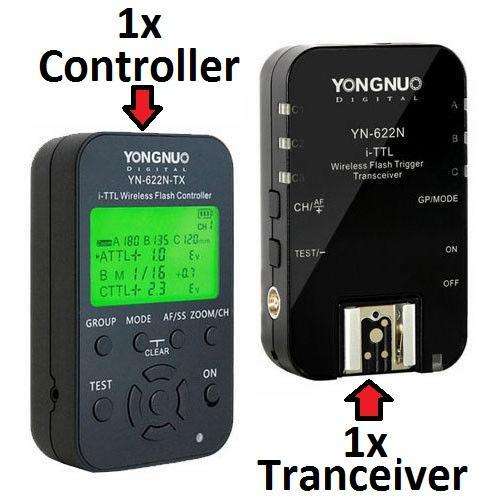 YN-622N-TX Wireless TTL Flash Controller/Transmitter + 1x YN-622N Flash Transceiver for Nikon