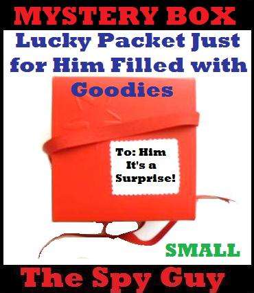 The Spy Guy MYSTERY BOX (SMALL) its a Lucky Packey Surprise! for Him Filled with Gadgets and Goodies