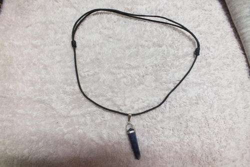Blue Sodalite Point Pendant on Leather Necklace 40cm