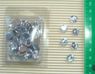 Rhinestones, round - silver 10g