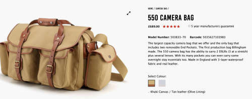 Billingham 550 camera bag