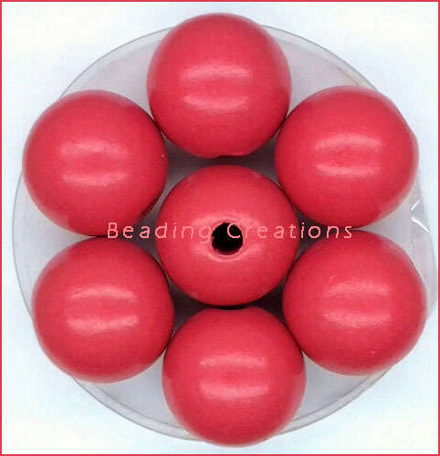 WOODEN BEADS - NATURAL - CERISE - ROUND - 12mm - 10 PCS