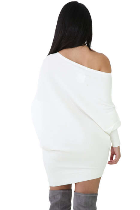 LOVELY WHITE BATWING SLEEVE KNIT SWEATER DRESS - S/M/L