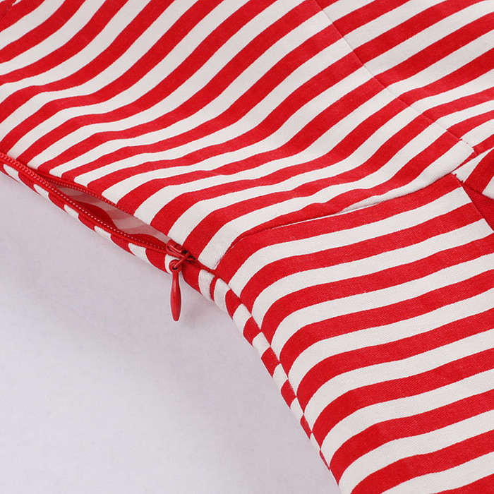 DRESSES/DRESS/ROCKABILLY DRESS/VINTAGE DRESS/VINTAGE RED AND WHITE STRIPED BELTED SWING DRESS
