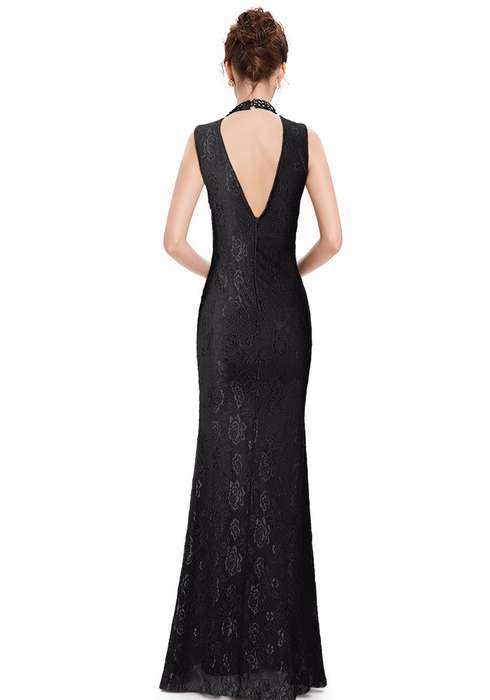 EVENING DRESSES/EVENING DRESSES/LACE EVENING DRESS/BLACK BEADED LACE MERMAID FORMAL EVENING DRESS