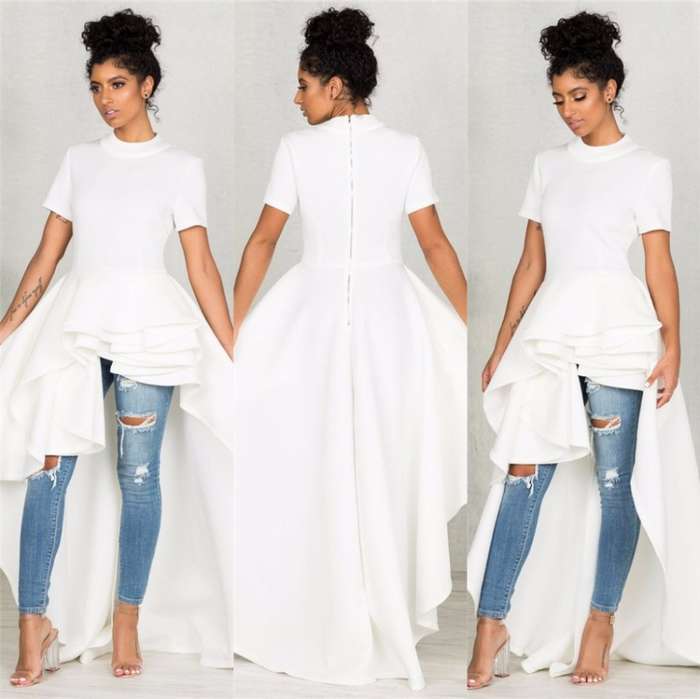 White hi-low party dress