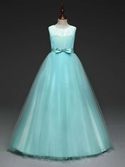 Girls dress flower girls party green maxi dresses