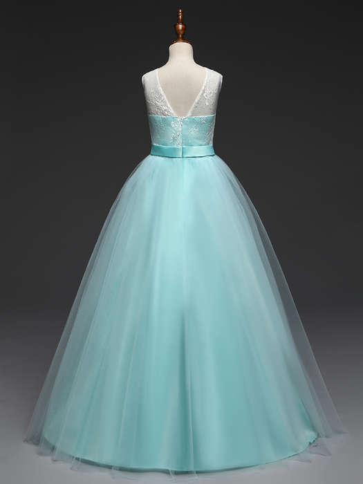Girls dress flower girls party green maxi dresses