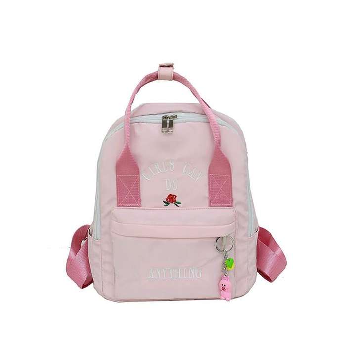White Printed Multifunction Backpacks for Girls