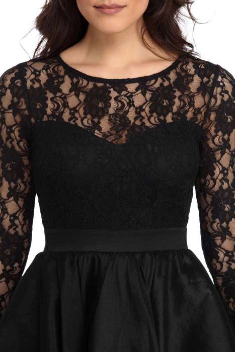 Black Lace Hi-Lo Evening Dress - Large