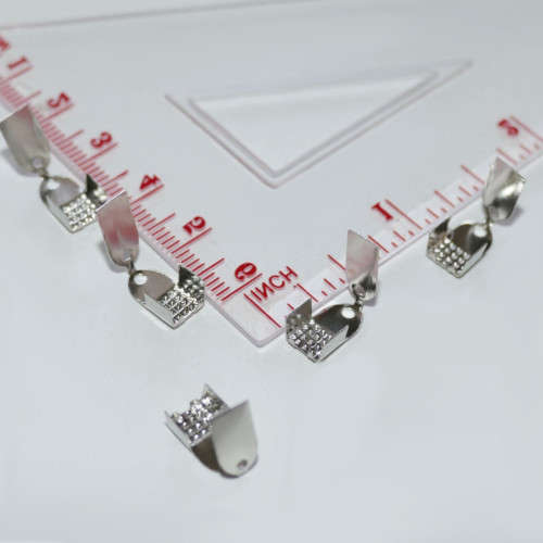 Crimps, Shiny Silver Plated Fold Over End Crimps, Cord Ends For Leather And Cord, 5mm (50Pcs)