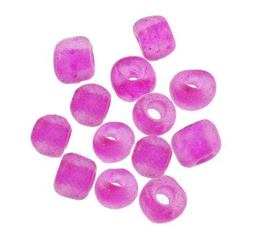 SEED BEADS - FROSTED GLASS - ROUND - FUCHSIA PINK - 3x3.6mm - SOLD PER 25g PACKET