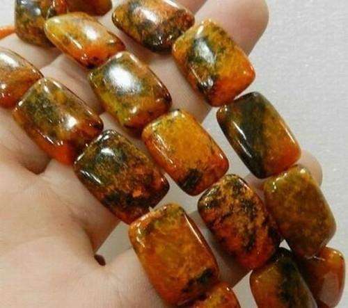 GEMSTONES - YELLOW AZURITE - CHRYSOCOLLA TURQUOISE - NATURAL - RECTANGLE BEADS 14mm