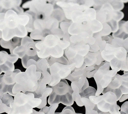 ACRYLIC - FROSTED - WHITE - LILY FLOWER - BEADS/BEAD CAPS - 10x4mm - 5 PCS