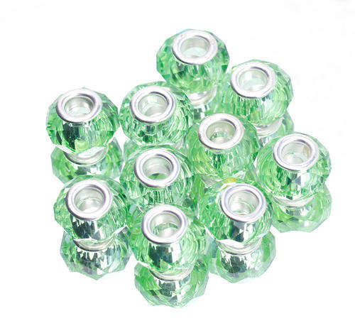 EUROPEAN STYLE - CRYSTAL - FACETED - RONDELLE BEADS - LIGHT GREEN