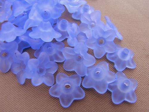 ACRYLIC - COBALT BLUE - LILY - BEADS/BEAD CAPS - 9mm