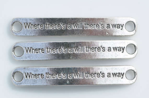 INFINITY BRACELET CHARM CONNECTORS - SILVER - SIDEWAYS - " WHERE THERE'S A WILL"
