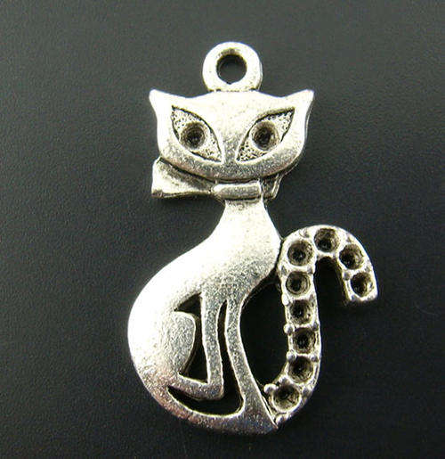 CHARMS - ANTIQUE SILVER - CAT - 25x16mm