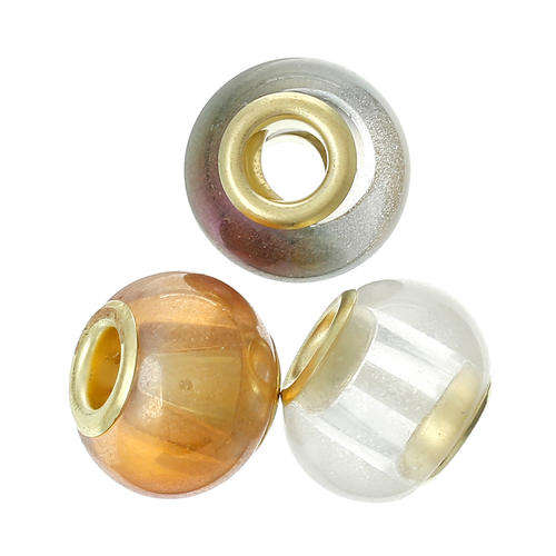 EUROPEAN STYLE - GOLD CORE - MURANO GLASS BEADS - CLEAR AB - RANDOMLY MIXED COLORS
