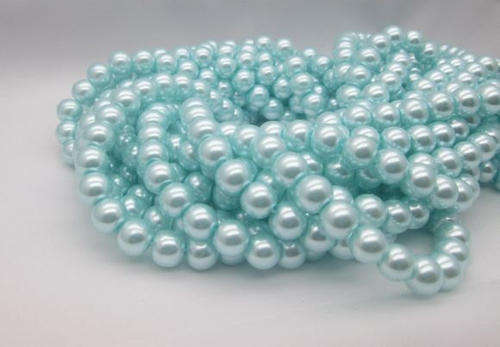 GLASS PEARL BEADS - PALE AQUA - 8mm - 25 PCS