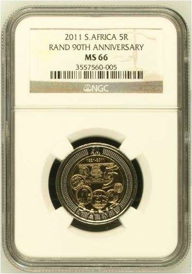 MS66 GRADED SA RESERVE BANK COINS.  ONLY 8271 GRADED AT MS66 FEAT. MANDELA