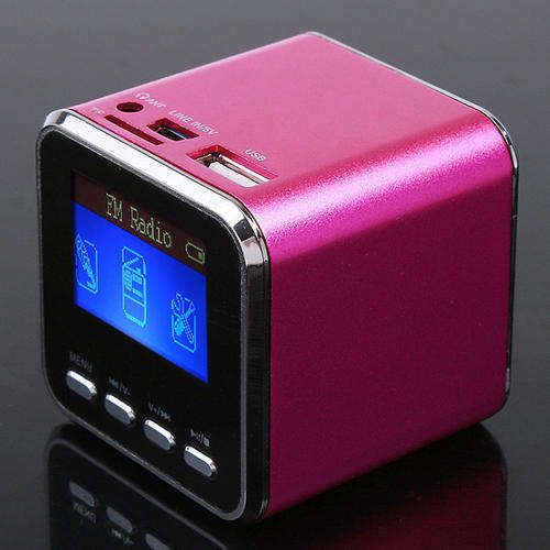 Mini Rose Red Digital Speaker MP3 Player USB Disk Micro SD TF Card FM Radio Line