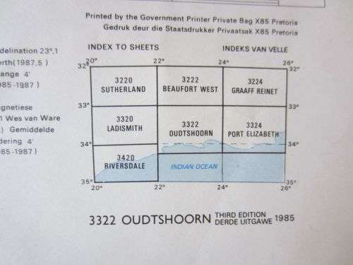 Trig Survey Map of Port Elizabeth 3324 - Scale 1:250 000 - 1983