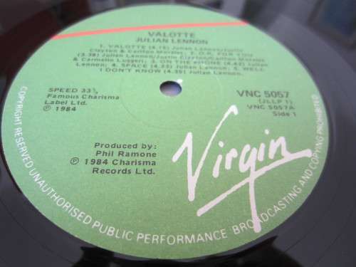 JULIAN LENNON - Valotte - 1984 - Vinyl LP Record - NM / VG+
