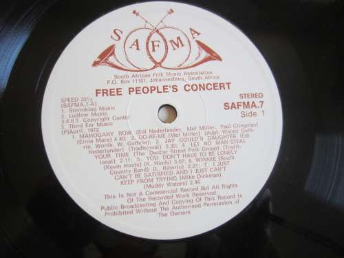 FREE PEOPLES CONCERT NO 1 - SAFMA - Edi Nederlander etc - 1972 - Vinyl LP Record - VG / VG