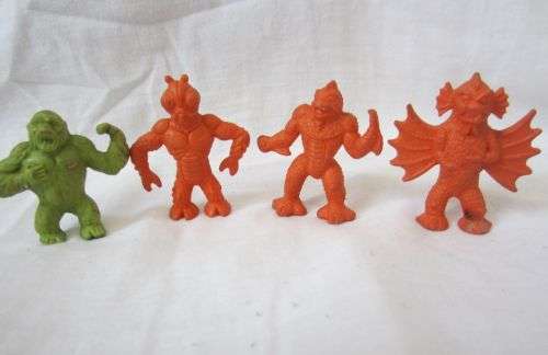 4 x Vintage Plastic Monsters - Cereal box toys? - c 1970`s