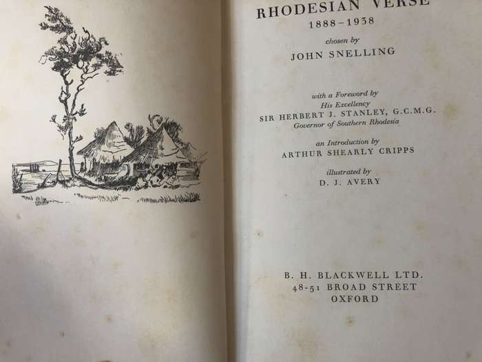 RHODESIAN VERSE 1888 - 1938 - Chosen by John Snelling - Illus - HB DJ - 1st Ed - 1938 - Rare