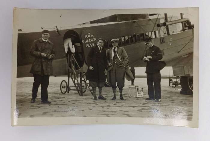 Air Union France 1932 Golden Ray (bar & restaurant plane) original photo, ticket & baggage slip