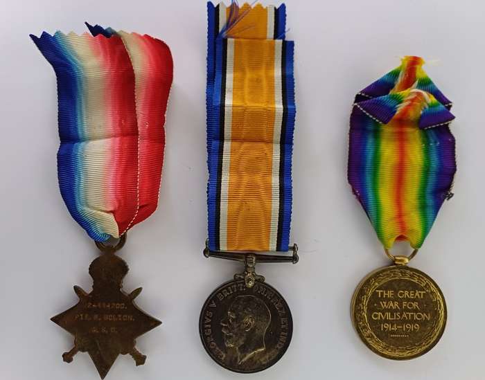 WW1 Trio M2-114200 Pte. E. Bolton A. S. C.