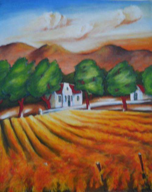Winelands37-Late Harvest: 60x50cm Acrylic on rolled canvas