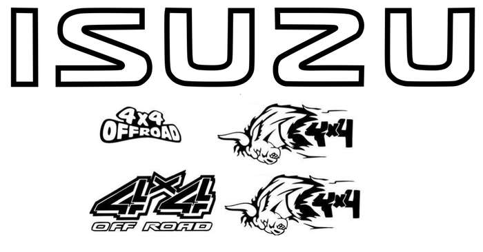 Tailgate Sticker Compatible with Isuzu with mix sticker set - Outline black