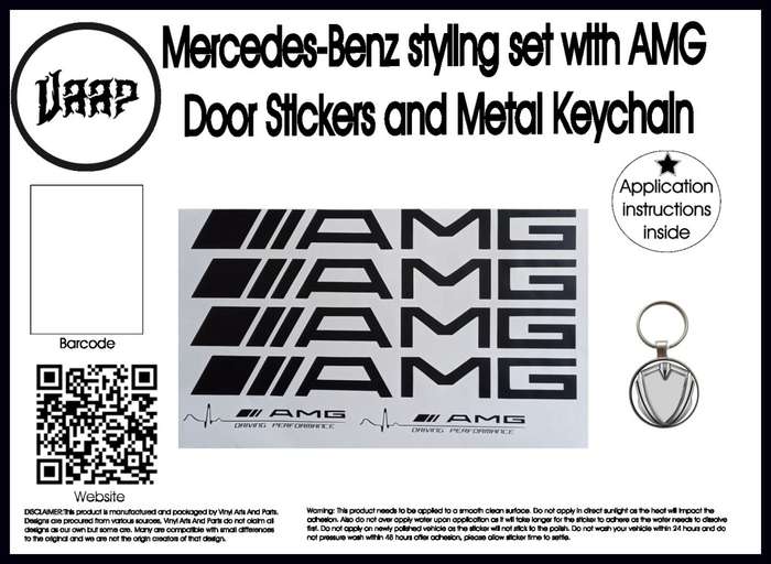 Styling set compatible Mercedes-Benz, AMG Door Sticker and Metal Keychain
